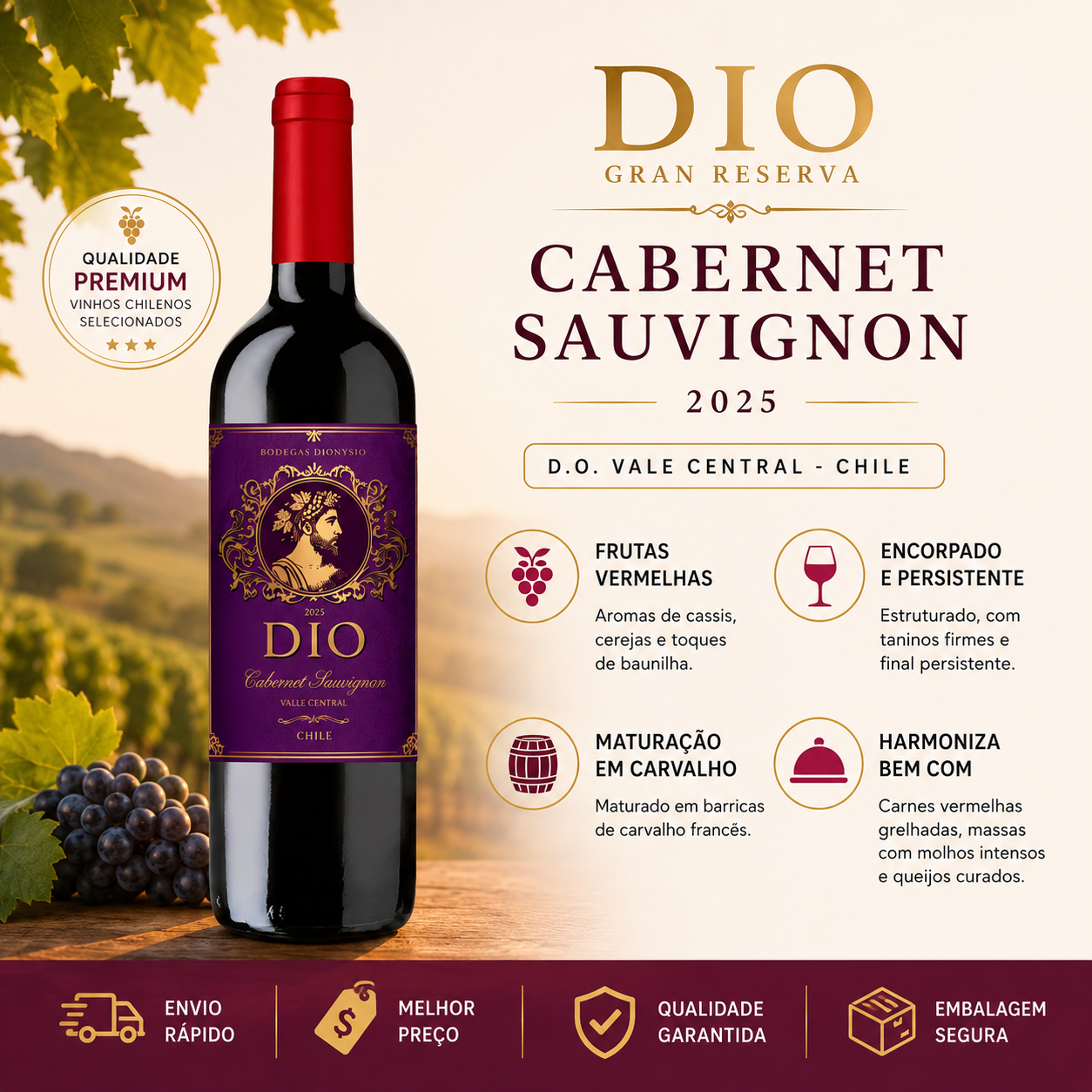 Vinho Tinto DIO Cabernet Sauvignon - Chile 2025